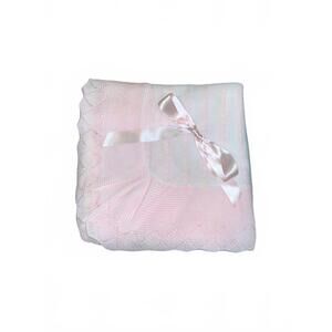 NEW JULIANA baby striped blanket in light pink with white